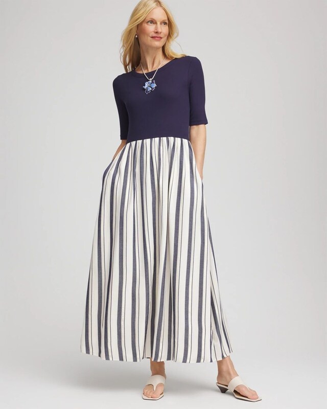 Mixed Metallic Striped Maxi Dress - image 1